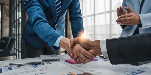 Business Handshake For Teamwork Of Business Merger And Acquisition