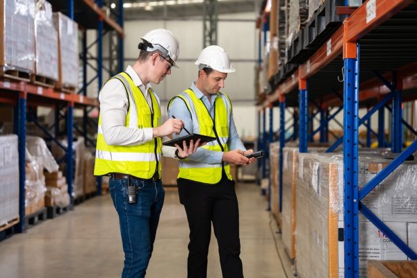 Smart Male Engineer Manager Wearing Safety Vest And Helmet
